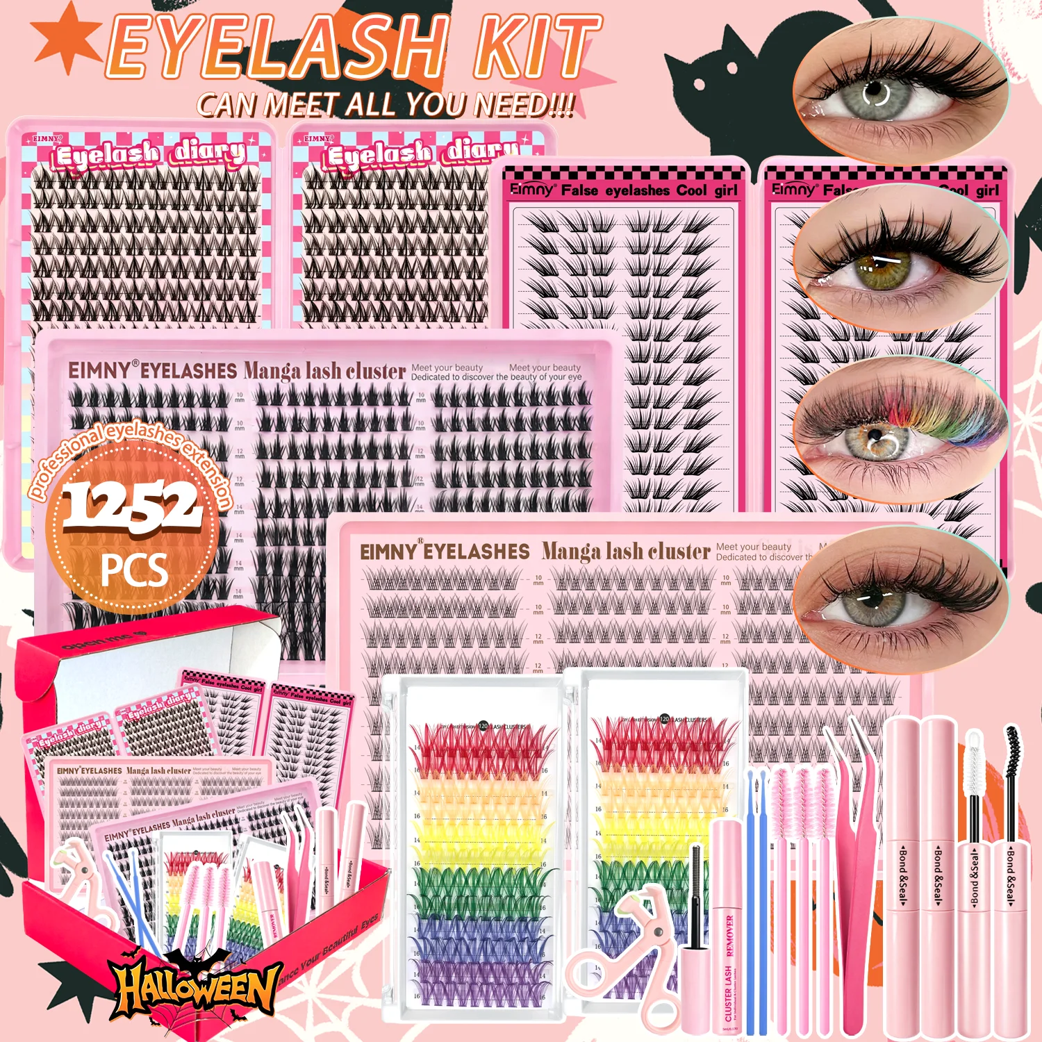 720/200pcs Eyelash Extension Kit with Bond and Seal